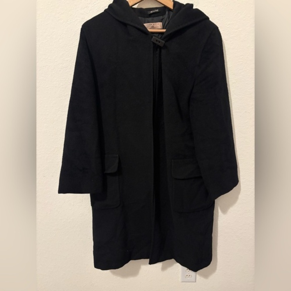 Cinzia Rocca Black Wool Hooded Coat